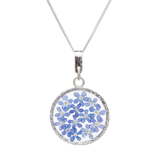 Large Forget-Me-Not Hammered Necklace